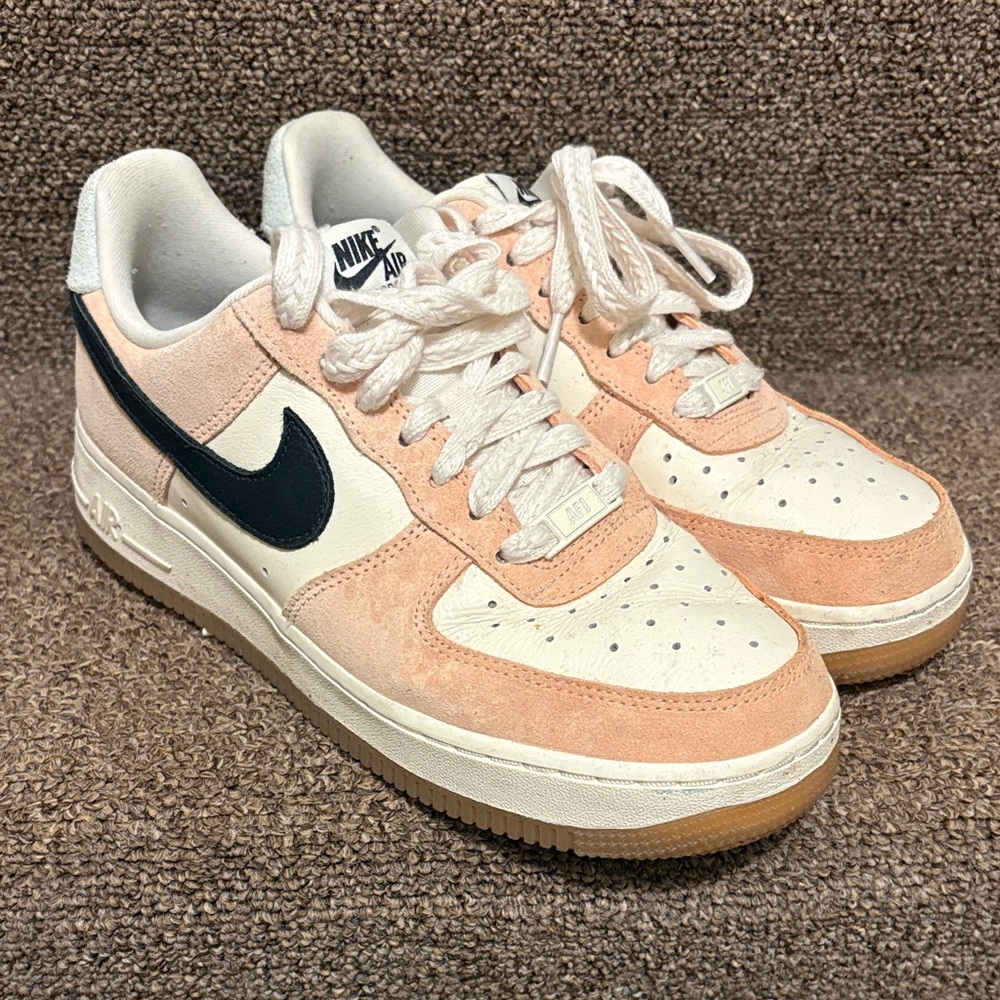 Nike Air Force 1 Pink and Cream with Black Swoosh